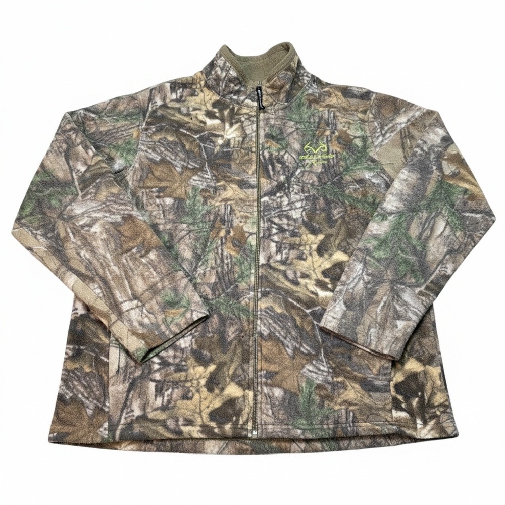 Realtree Xtra Camo Fleece Jacket Mens Medium M Full Zip Camouflage‎ Hunting Coat